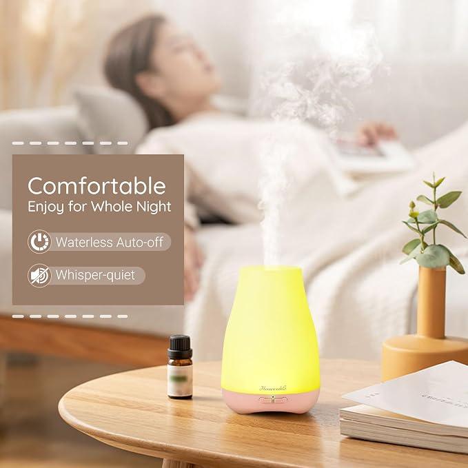 Homeweeks Essential Oil Diffuser for Room 100 ML 1 Pack | Aromatherapy Scent Diffuser Adjustable Mist Mode, Cool Mist, Auto Off Ultrasonic Aroma Fragrance Diffuser for Bedroom Office