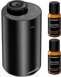 URPOWER Waterless Essential Oil Diffuser Cordless Mini Scent Diffuser 20mL | Includes 2 x 20mL Hotel-Inspired Essential Oils, Rechargeable Aluminum Waterless Diffuser for Car, Home & Office, Black