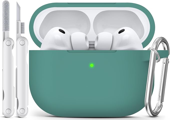 for AirPods Pro 3 Case 2025,Come with Cleaner Kit,Pine Green | Silicone Protective Cover for Airpod Pro 3rd Generation Case with Keychain,for Women Men,One-Piece Design,Shockproof