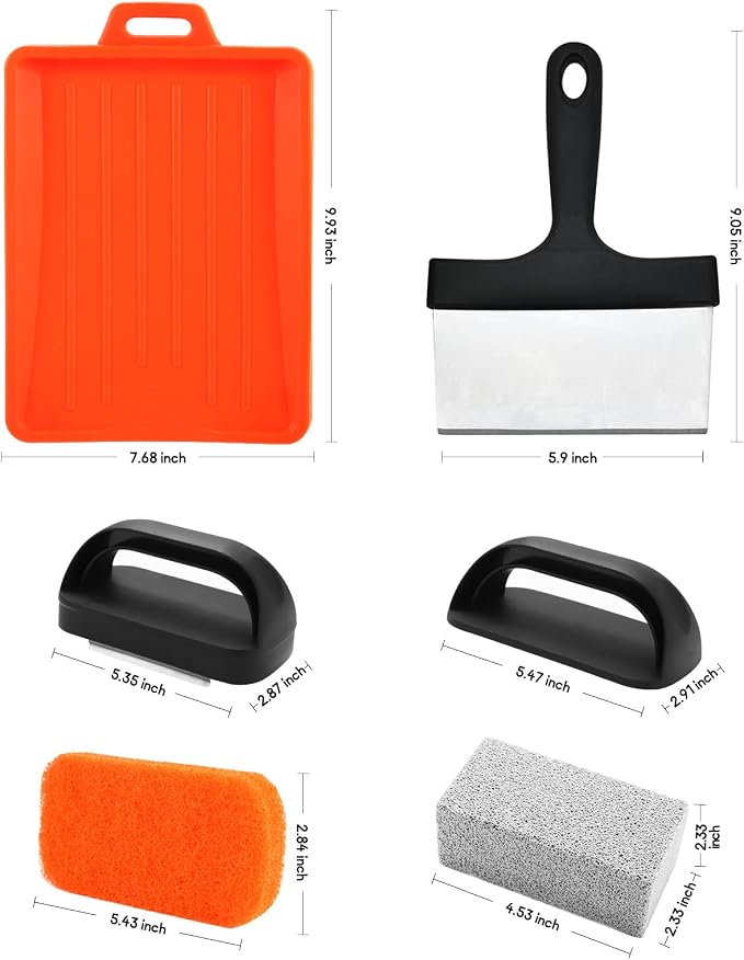 Upgraded Griddle Cleaning Kit for Blackstone 18 Pieces Flat Top Grill Accessories Cleaner Tool Set with Scraper, Heat-Resistant Silicone Spatula Mat with Hanger, Grill Brick, Scouring Pads