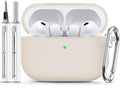 Ljusmicker for AirPods Pro 3 Case 2025 with Cleaner Kit,Stone | Soft Silicone Protective Cover for Apple AirPod Pro 3rd Generation Case with Keychain for Women Men,Shockproof