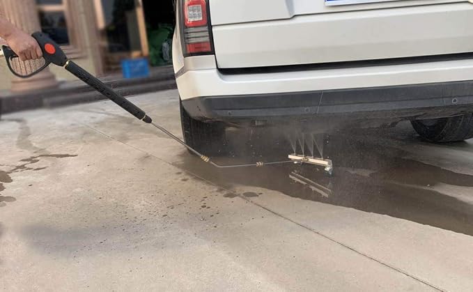 M MINGLE 13’’ Pressure Washer Undercarriage Cleaner with 2 Extension Wands | Under Car Wash with 4 Nozzles, Removes Underbody Dirt and Oil, Fits Cars, Trucks, SUVs and Trailers, 4000 PSI