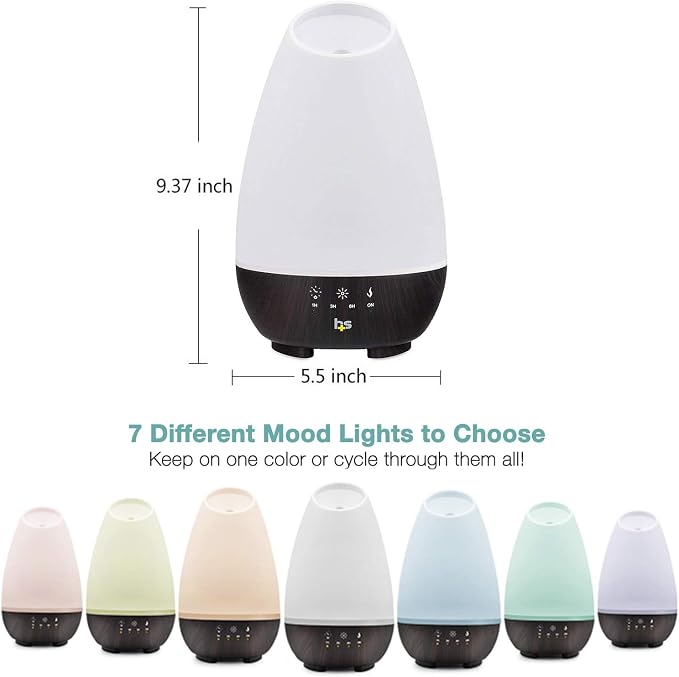 HealthSmart Essential Oil Diffuser, 500ML, Large Room Coverage | Adjustable Timer | Multiple Mist Modes | 7 LED Colors | Pack of 2