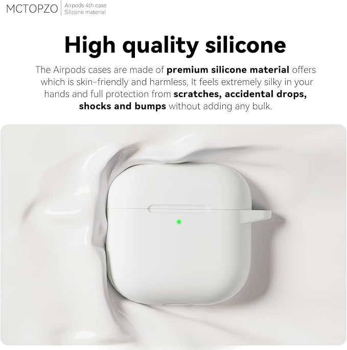 for AirPods 4 Case 2024 with Cleaner Kit & Keychain-Beige | Silicone Protective Cover for Apple AirPods 4th Generation Case,for Women Men,One-Piece Design,Shockproof,Dust Proof