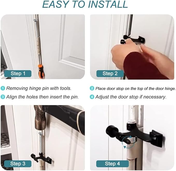 8 Pack Hinge Pin Oil Rubbed Bronze Door Stopper, Adjustable Heavy Duty Hinge Pin Door Stop with Oil Rubbed Bronze Rubber Bumper Tips