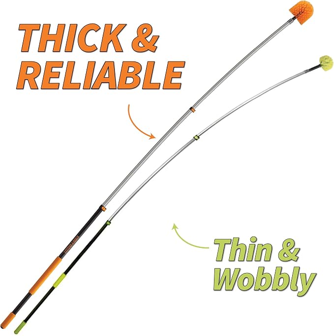 4-12 ft Long Telescopic Extension Pole, Multi-Purpose Extendable Pole | Universal Twist-on Metal Tip, Lightweight and Sturdy // Best Telescoping Pole for Painting, Dusting and Window Cleaning