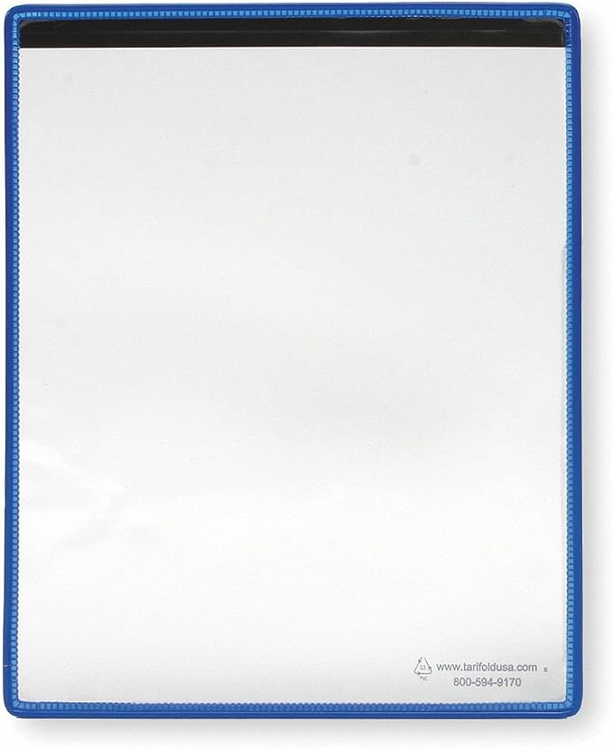 Tarifold Magnetic Document Holder Pockets, Letter Size, Blue, 5 Pack | 5 non-glare PVC pockets with full magnetic backing, reinforced steel wire frames, top-loading, holds letter-size documents