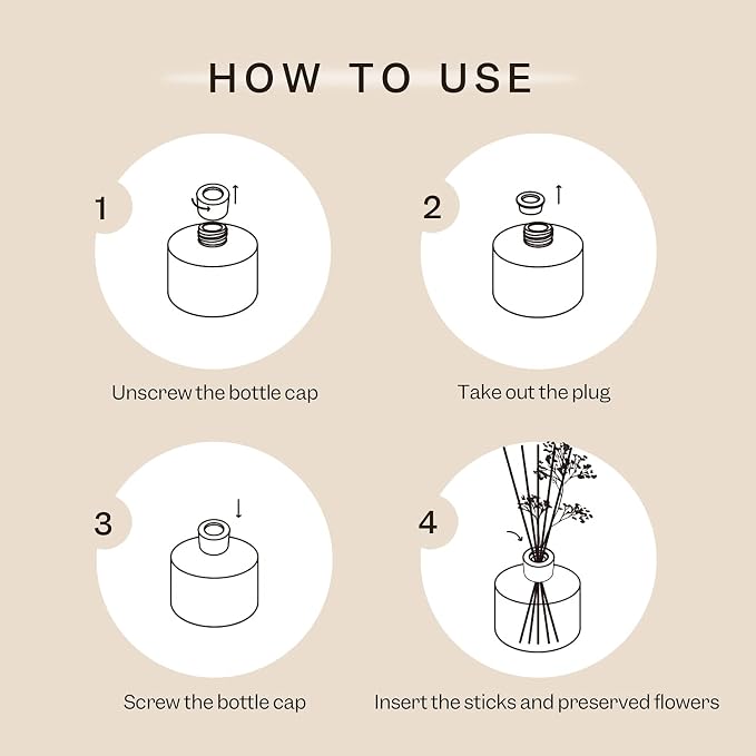 Premium Reed Diffuser Set with Preserved Baby's Breath & Cotton Stick Lavender Thyme | 6.76 Fl.oz Scent Diffuser for Bedroom Bathroom Home Décor