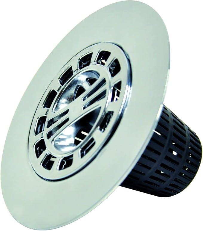 Danco Snap-in Shower Drain Cover with in-Drain Hair Catcher, 4-1/4" Round, Chrome Strainer, (10529)