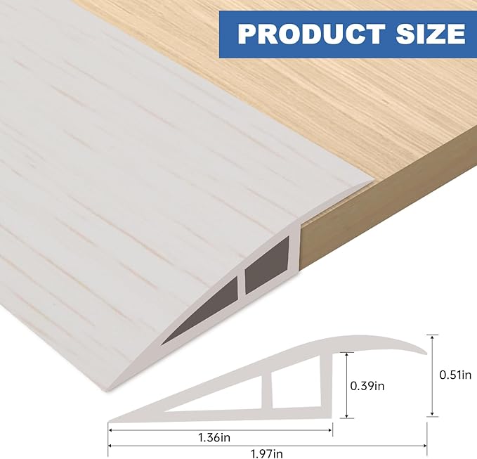 Vinyl Door Threshold Flooring Transition Strip Self Adhesive Carpet Edging Strip for Laminate Doorway Edge Threshold from 1/5" to 2/5" (Beige Wood Grain, 10 Ft)