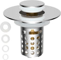 Universal Bathroom Sink Drain Strainer Hair Catcher, Chrome | Upgraded with Removable Stainless Steel Filter Basket, 3 in 1 Pop Up Sink Stopper for 1.1''~2.36'' Sink Basin Hole