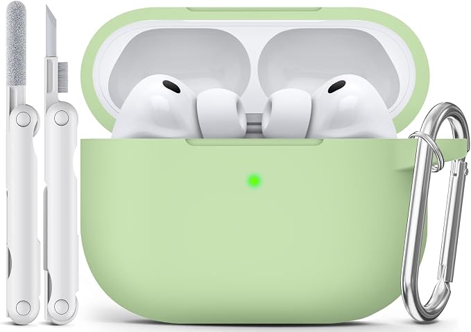 for AirPods Pro 3 Case 2025,Come with Cleaner Kit,Pastel Green | Silicone Protective Cover for Airpod Pro 3rd Generation Case with Keychain,for Women Men,One-Piece Design,Shockproof