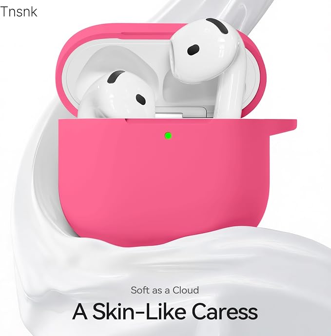 for AirPods 4 Case, TNSNK Silicone AirPod 4 Case Cover Compatible with Apple Airpods 4th Gen, Shockproof Protective Cases for Women Girly with Cleaner Kit and Keychain, Front LED Visible