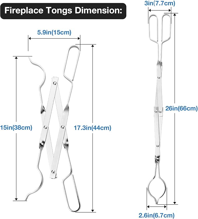 Stanbroil 26" Outdoor Campfire Fireplace Tongs Stainless Steel Log Grabber | Firewood tongs