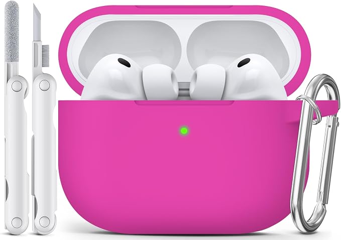 for AirPods Pro 3 Case 2025,Come with Cleaner Kit,Hot Pink | Silicone Protective Cover for Airpod Pro 3rd Generation Case with Keychain,for Women Men,One-Piece Design,Shockproof