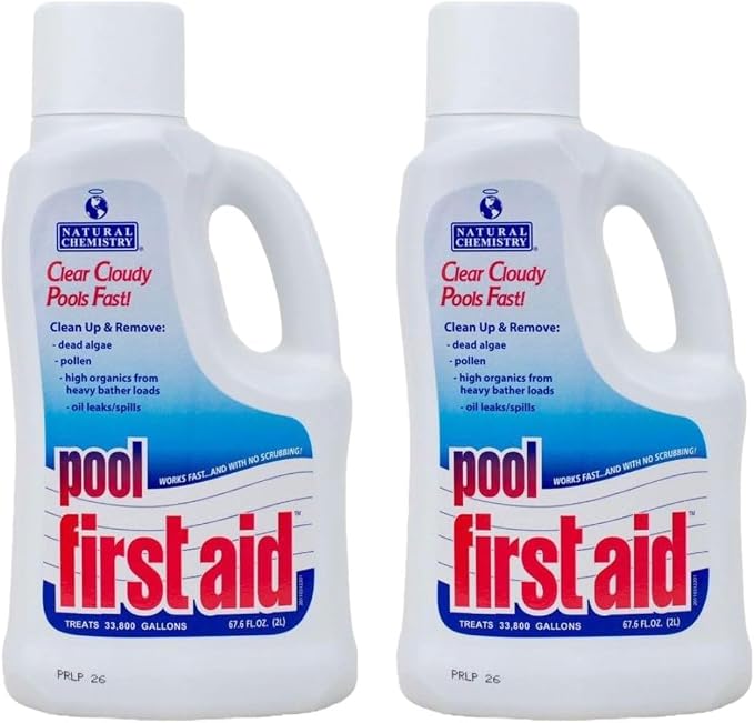 Natural Chemistry First Aid Swimming Pool Enzyme, 2 Liter, 2 Pack | Clear Cloudy Pools Fast, Frees Clogged Filters, Compatible with All Sanitizing Systems