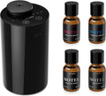 Airversa AN6 Waterless Essential Oil Diffuser Starter Kit, Black | 4 x 10mL Hotel Scent Fragrance Oi, Up to 600 sq ftl, Battery Operated, Portable for Home Car Office, AN6Kit-4x10-01