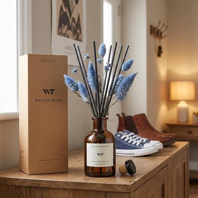 Reed Diffuser Set for Bathroom Air Fresheners, Oil Diffuser Sticks | Sage & Sea Salt Scent 4.0 fl oz Home Fragrance with Sticks Defusers | House Bedroom Office Shelf Decor