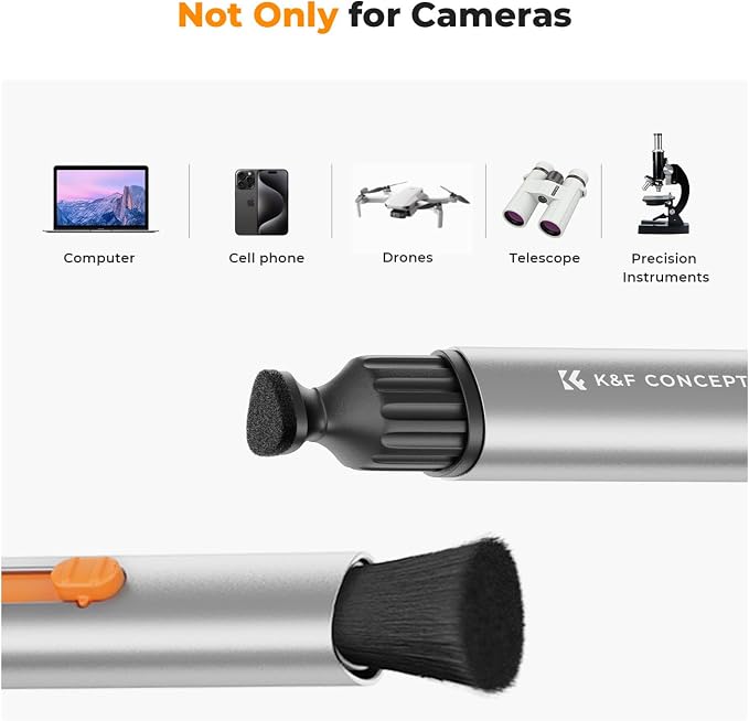 K&F CONCEPT Multifunctional Lens Cleaning Kit for Bluetooth Earphones | Cleaning Pen,Cleaning Stripper X3,Flocking Sponge X3,Soft Brush Head,Chamois Carbon Head,Aluminum Alloy Pen Body,MP02