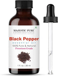 Majestic Pure Black Pepper Essential Oil for Diffuser - 1 Fl Oz | 100% Natural Essentials Oils for Aromatherapy, Massage, Steam inhalation, Air Freshing, Soap and Candle Making
