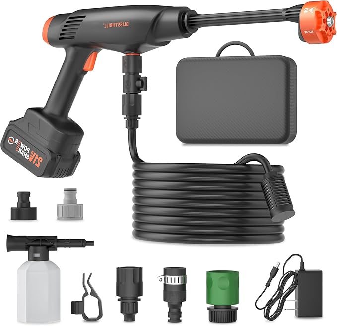 Handheld Battery Operated Washer, 1100 PSI Lightweight Mini Washer for Car, Home, Patio, Driveway and Garden Cleaning