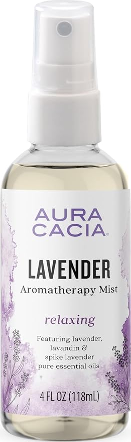 Aura Cacia Relaxing Lavender Aromatherapy Mist, 4-Ounce, Lavender Pure Essential Oils, Sweet & Floral Aroma | Lavender Pure Essential Oils, Sweet & Floral Aroma