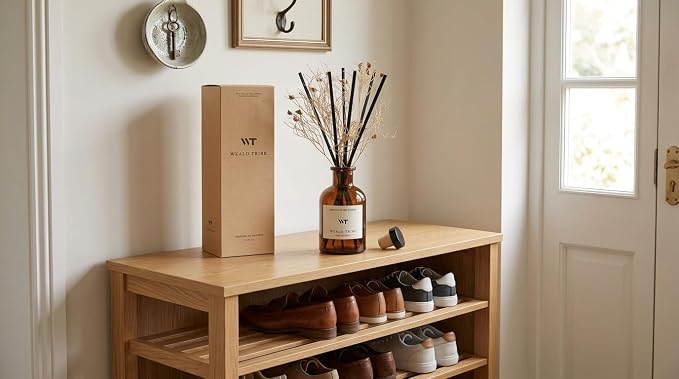 Flower Reed Diffuser Set Clean White Linen Scent for Bathroom Air Fresheners | 4.0 fl oz Essential Oils with Sticks Home Fragrance Defusers | House Bedroom Office Shelf Decor & Gift