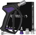 Short Pressure Washer Gun, Swivel Power Washer Gun 4060 PSI, Stubby Pressure Washer Gun with 3/8" Smooth & 1/4" Quick Connector Coupler Compatible with Hose Foam Cannon Car Wash Foam Gun（Black purple）