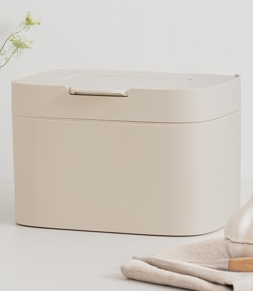 KAZAI. Compost Bin Kitchen 'Elin' | 1.2 GAL / 4.5L Countertop Compost Bin with Lid & Carbon Filter | Odor-Free, Dishwasher Safe, with Inner Bucket | Small Indoor Kitchen Composter | Taupe