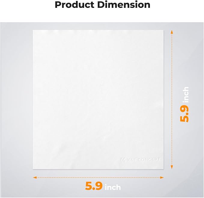 K&F CONCEPT 80 Pack Microfiber Cleaning Cloths for Glasses, 6''x6'' Individually Wrapped Lens Cleaning Cloths for Cameras, LCD Screens, iPad, Tablets, Laptops, Telescope