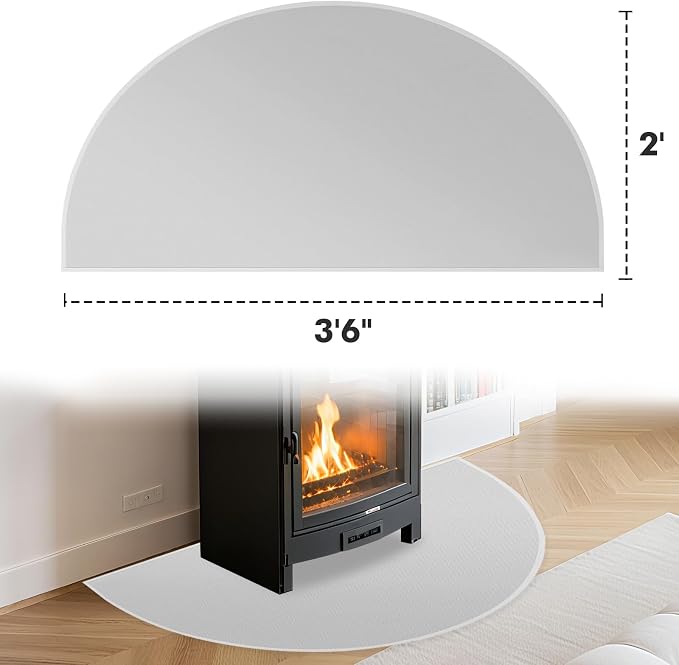 TOHONFOO Fireplace Mat for Home Protection, 3'6'' x 2' x 0.04'', Grey | 1800°F fireplace rugs fireproof, fiberglass hearth rugs for fireplaces fire resistant protect against embers, easy to clean