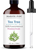 Majestic Pure Tea Tree Essential Oil for Diffuser - 4 Fl Oz | 100% Natural Tea Tree Oil for Hair, Skin Care, Carrier Oil Blend, Aromatherapy & DIY Soap Making Scent
