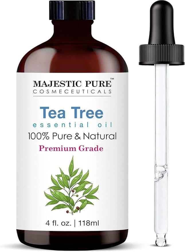 Majestic Pure Tea Tree Essential Oil for Diffuser - 4 Fl Oz | 100% Natural Tea Tree Oil for Hair, Skin Care, Carrier Oil Blend, Aromatherapy & DIY Soap Making Scent