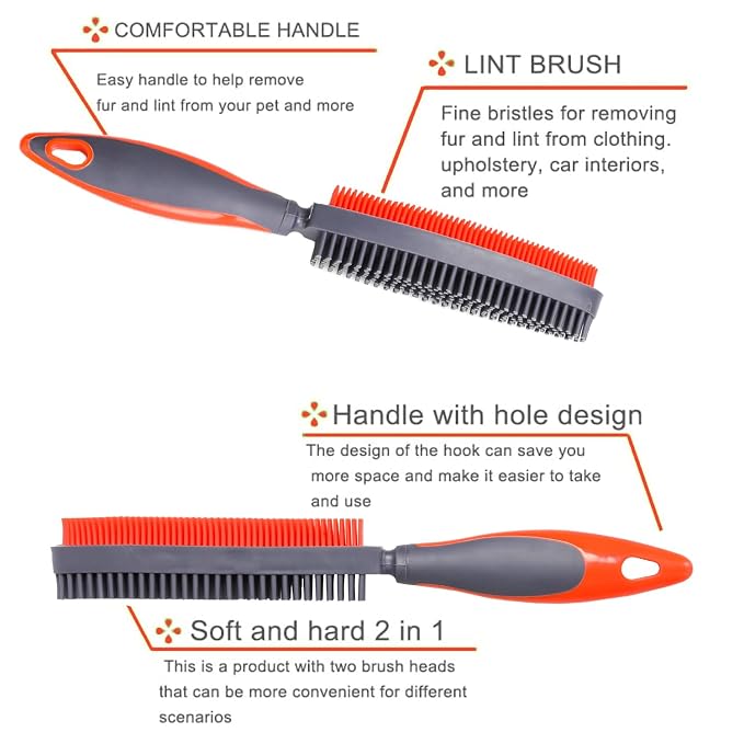 Premium Rubber Pet Hair Brush - Removes Hair from Couches & Pets' Coats O