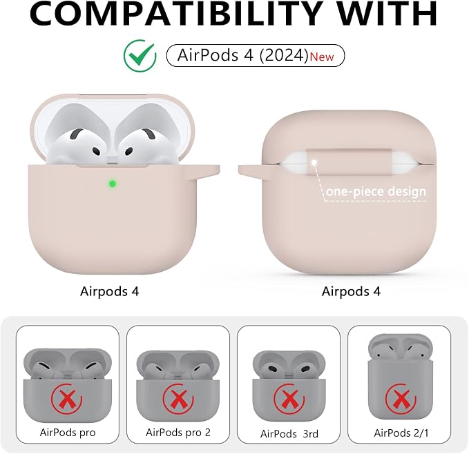 Ljusmicker for AirPods 4 Case 2024 with Cleaner Kit,Soft Silicone Protective Cover for Apple AirPods 4th Generation Cases for Women Men,for AirPod 4 Case Accessories with Keychain-Milk Tea