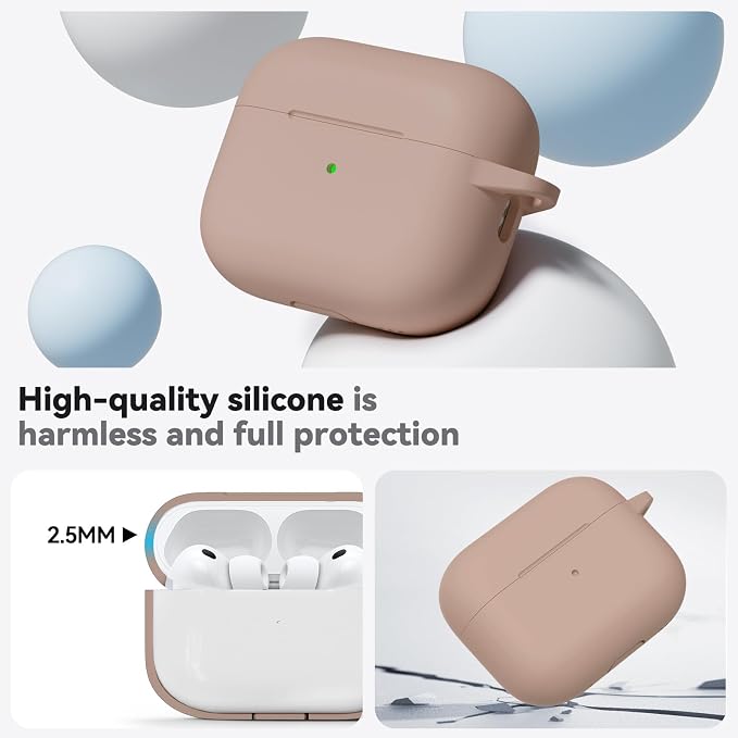 Ljusmicker for AirPods Pro 3 Case 2025 with Cleaner Kit,Brown | Soft Silicone Protective Cover for Apple AirPod Pro 3rd Generation Case with Keychain for Women Men,Shockproof