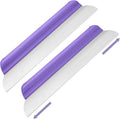 2 Pack 14 Inch Car Drying Squeegee Purple Silicone Window Blade | Flexible Silicone for Drying Windshield Shower Glass, Bathroom Window Cleaner, T-bar Design, Long Handle Wash Tool
