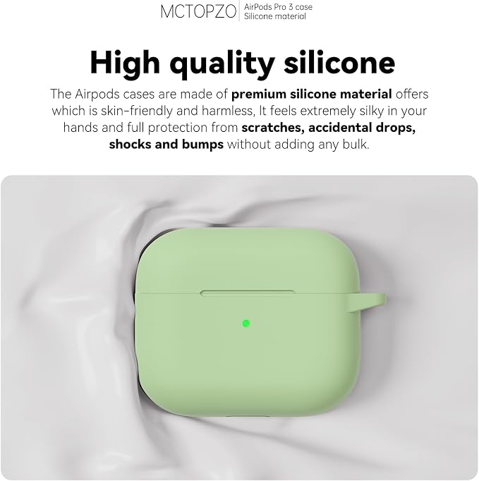 for AirPods Pro 3 Case 2025,Come with Cleaner Kit,Pastel Green | Silicone Protective Cover for Airpod Pro 3rd Generation Case with Keychain,for Women Men,One-Piece Design,Shockproof