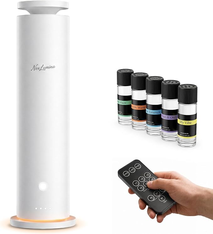 Waterless Diffuser Pro with 5 Scent Oils, Luxury Hotel-Class Essential Oil Diffuser Aromatherapy Machine with 1500 Sq Ft Cover, 6 Mist, 4.06Oz Diffusers for Home Large Room Hotel SPA - White