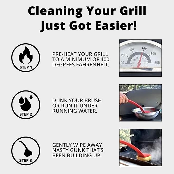 Grill Rescue BBQ Replaceable Scraper Cleaning Head, Bristle Free - Durable and Unique Scraper Tools for Cast Iron or Stainless-Steel Grates, Barbecue Cleaner (Non-Scraper Brush)