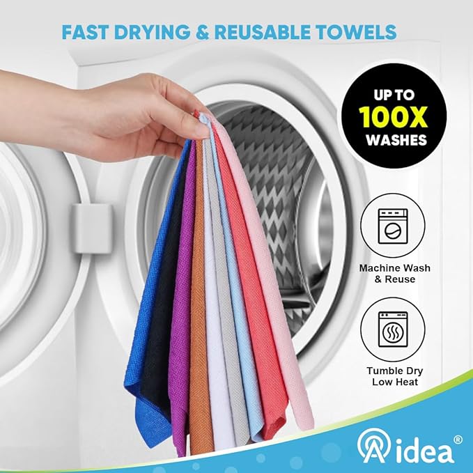 AIDEA Microfiber Cleaning Cloth Roll, 75PK Red, Reusable Paper Towels Tear Away Cloth, Microfiber Towels Washable Shop Rags, Lint Free Cleaning Rags for House, Kitchen, Window, 11.5"×11.5"