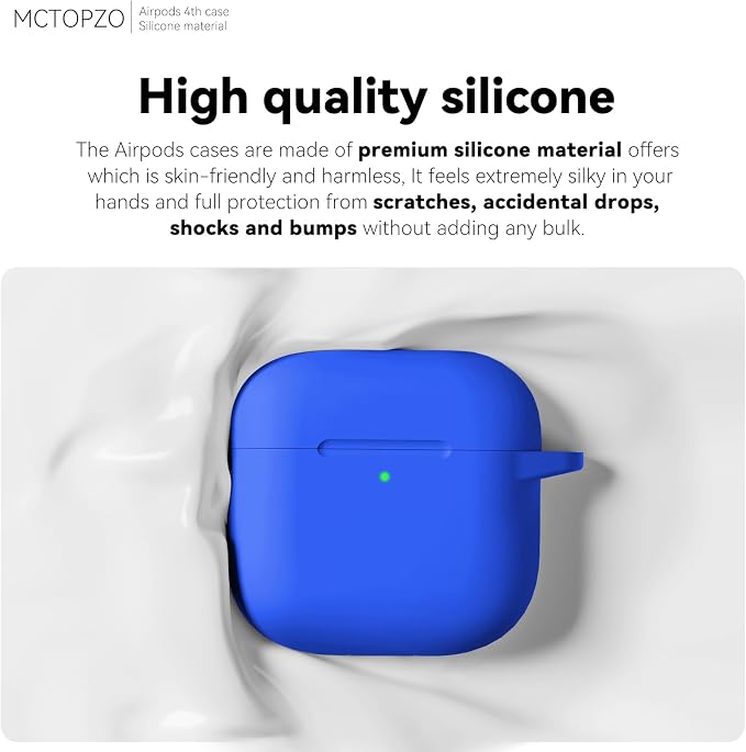 for AirPods 4 Case 2024 with Cleaner Kit & Keychain-Blue | Silicone Protective Cover for Apple AirPods 4th Generation Case,for Women Men,One-Piece Design,Shockproof,Dust Proof