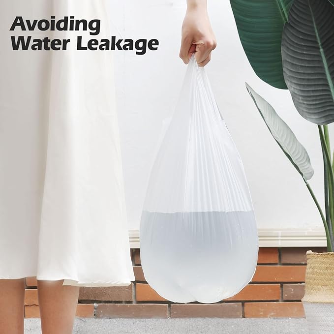 2-4 Gallon Portable Trash Bags,60 Counts Thicken portable Small Garbage Bags for Office, Kitchen,Bedroom Trash Can,Strong Trash Bags（White）