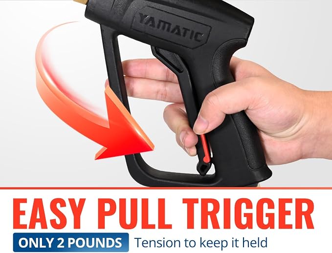 YAMATIC Pressure Washer Gun and 25 FT Hose with Extension Wand 3/8"&M22-14 | Kink Resistant Power Wash Hose Easy Pull Trigger Gun Replacement for Ryobi, Simpson, Craftsman For Gas Power Washer 4000 PSI