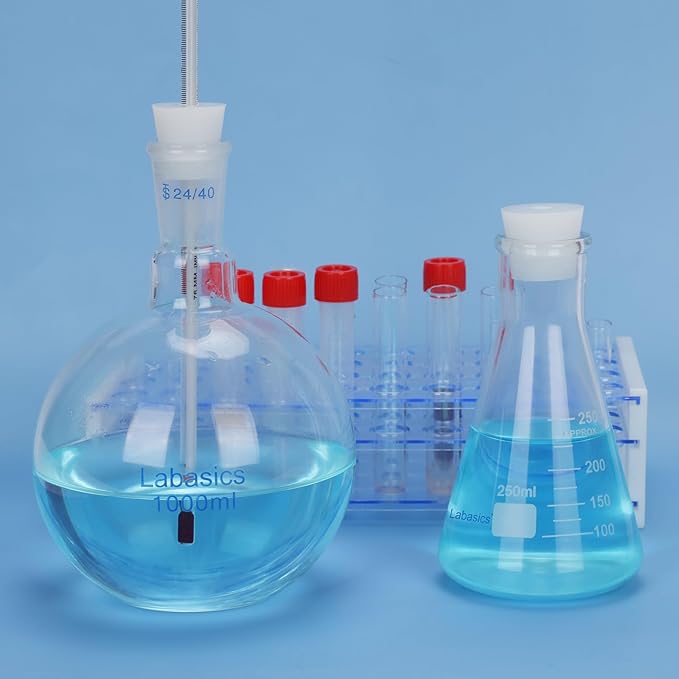 Labasics 5-Pack 2# Single-Hole Silicone Stoppers, White Tapered Lab Seal Stoppers with 0.31" Hole, Durable and Reusable Silicone Plugs for Laboratory Glassware, Airtight Sealing, and Experiments