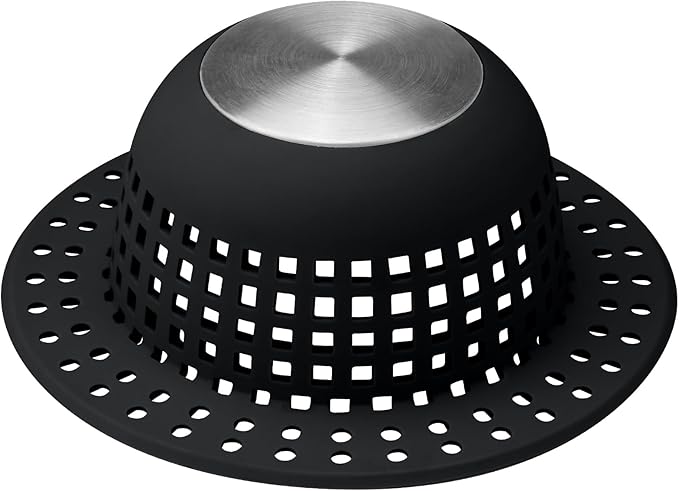 Aluvor Shower Drain Hair Catcher Bathtub Drain Cover Sink Drain Protector | Bathroom Sink & Bathtub Drain Strainer for Pop-Up & Regular Drains, Silver Black