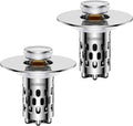 Bathroom Sink Drain Strainer,All Metal Pop-Up Sink Stopper with Removable Stainless Steel Filter Basket, Universal Bathroom Hair Catcher Fit for 1.1-2.36'' Drain (Silver, 2 Pack)