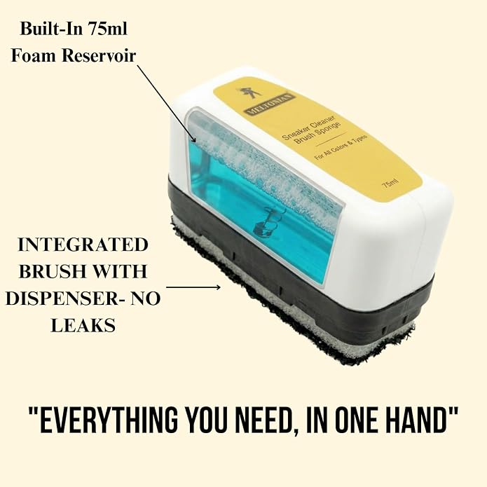 Meltonian Shoe Cleaner, Filled with Foaming Cleaning Solution & Built-In Brush Sponge, All-In-One Sneaker Cleaner System, No Water, No Bowl, No Tools Needed, 75ml