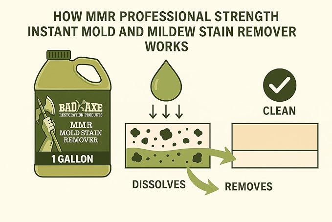 Bad Axe MMR Instant Mold Stain and Mildew Stain Remover - Professional Strength, Contractor Grade Cleaning Solution, Professional Quality Formula, Odor Removal, (1) Gallon & (1) 32oz