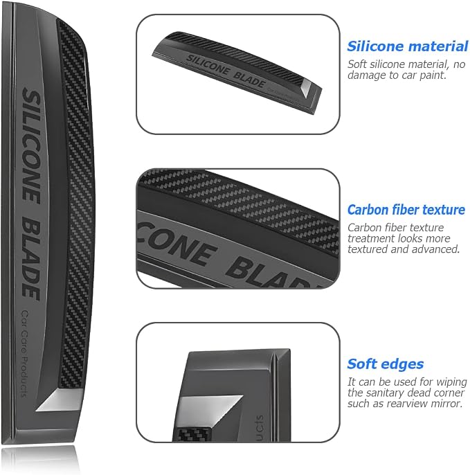 11.8 Inch Soft Silicone One-Piece Car Window Squeegee | ergonomic grip, flexible scratch-safe edge, wet-surface cleaning, works on glass and mirrors, automotive accessories
